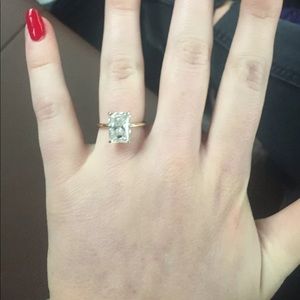 East West Gem Co Radiant Moissanite Harper Ring